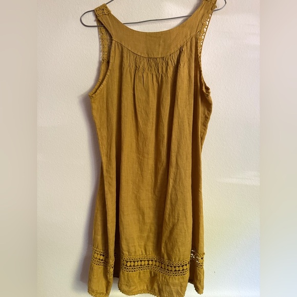 Mustard Yellow Italian Linen Summer Dress – Purolino - Picture 4 of 5